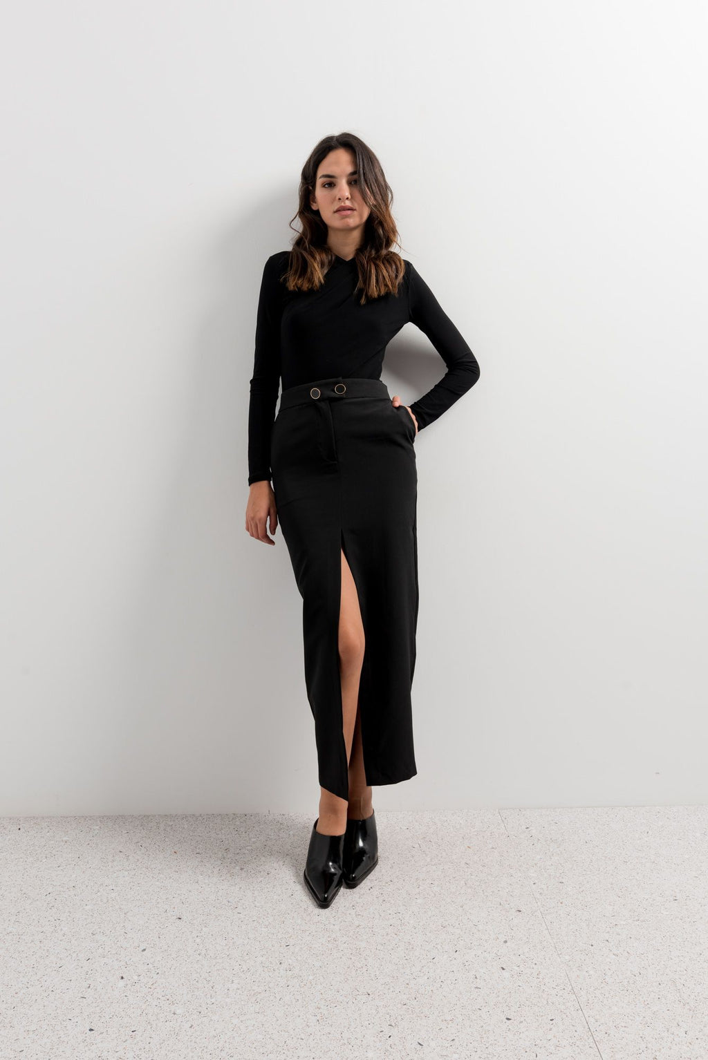 FALDA MIDI BOTONES