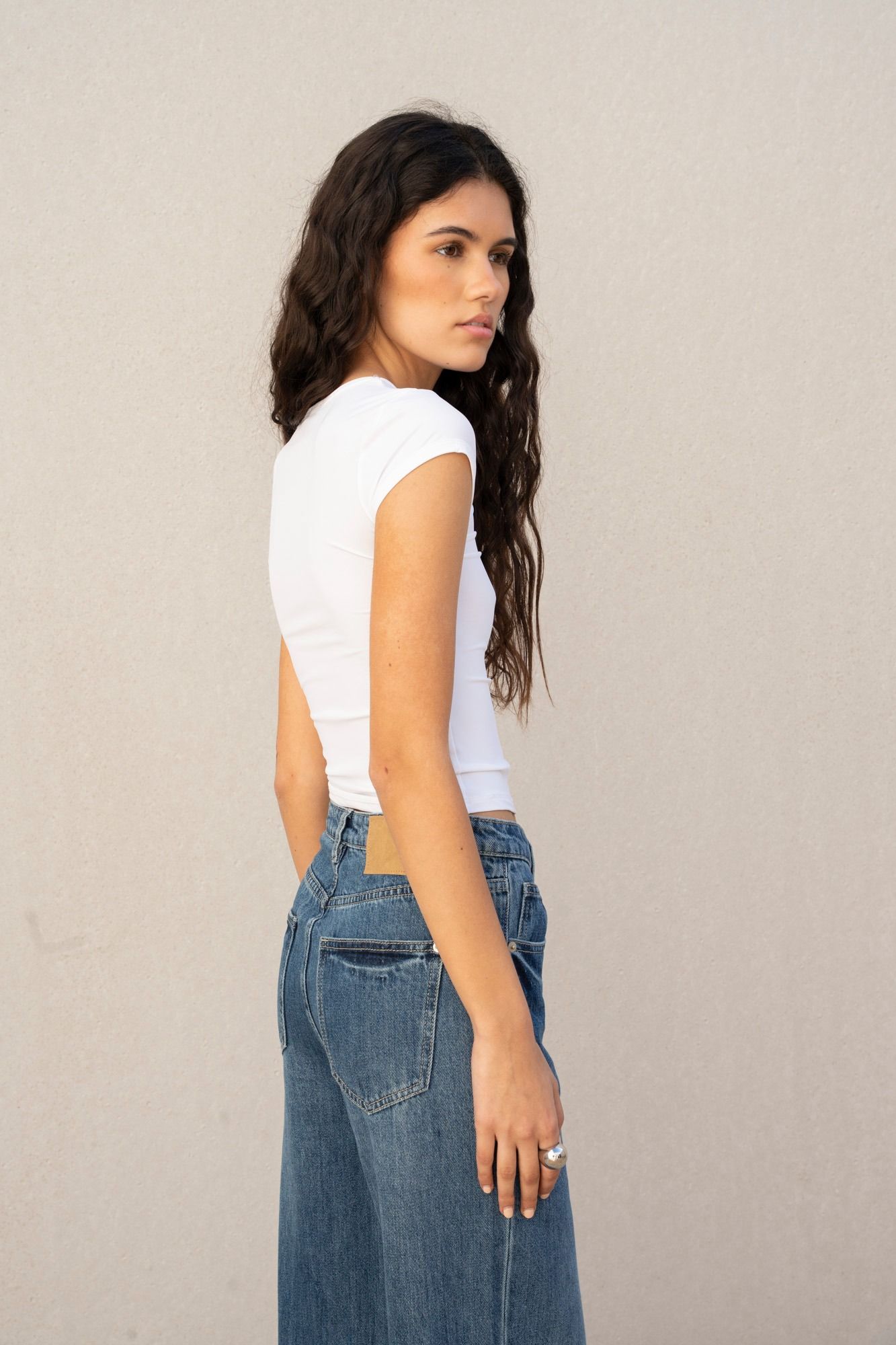 JEANS TURN UP WIDE LEG