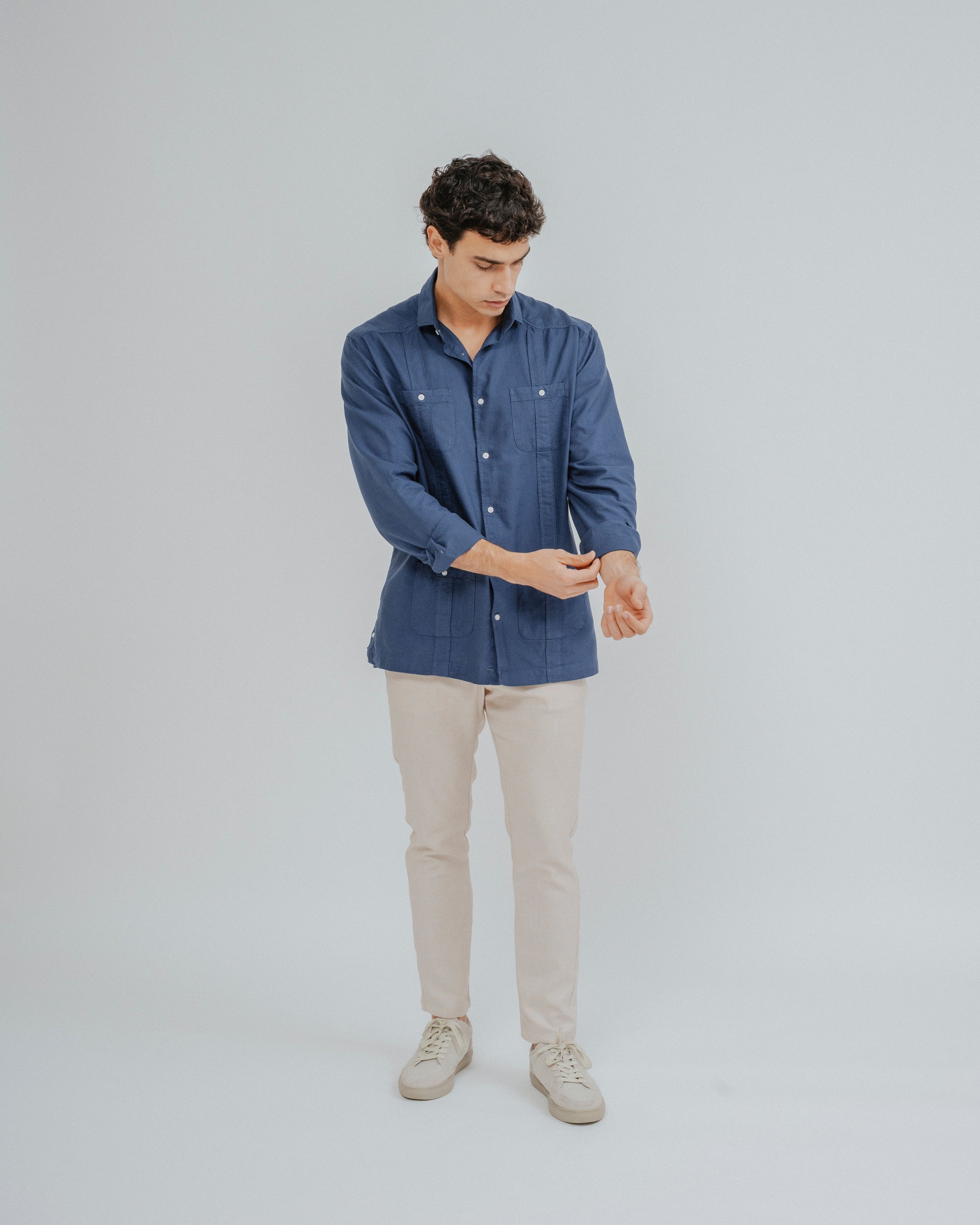 CAMISA CUBANA AZUL