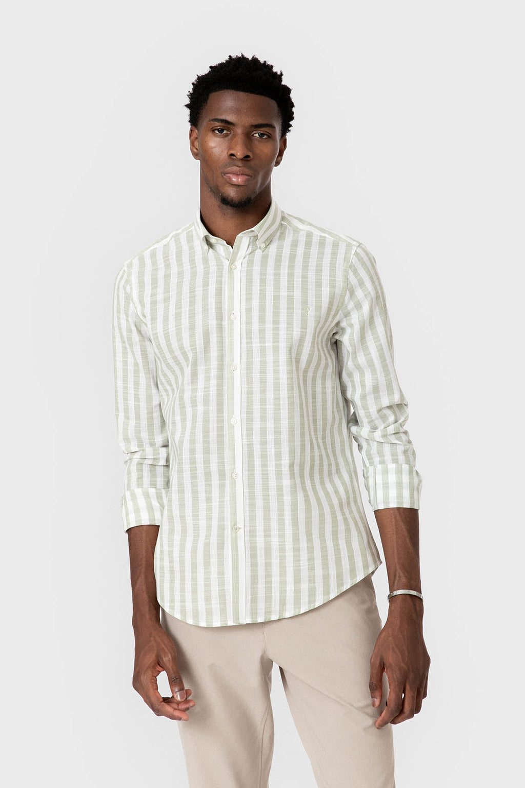 CAMISAS RAYAS VERDE SLUB