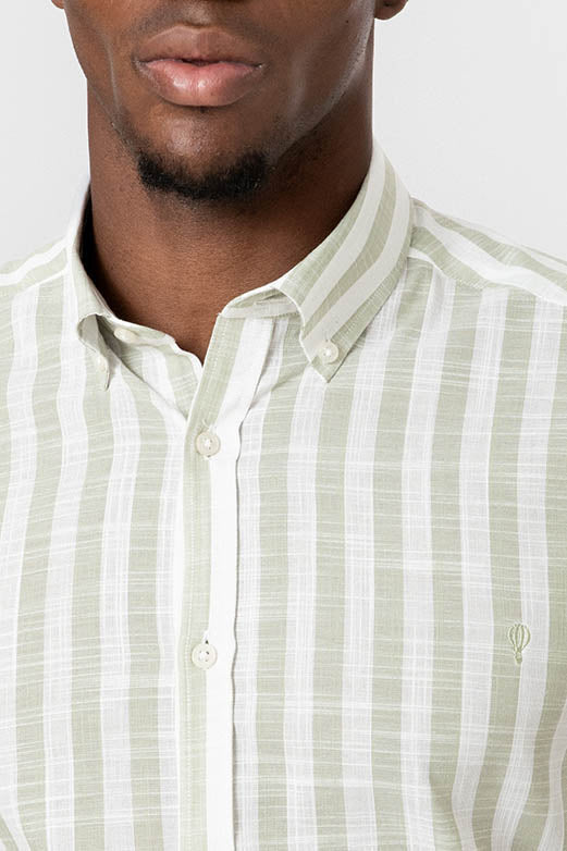 CAMISAS RAYAS VERDE SLUB
