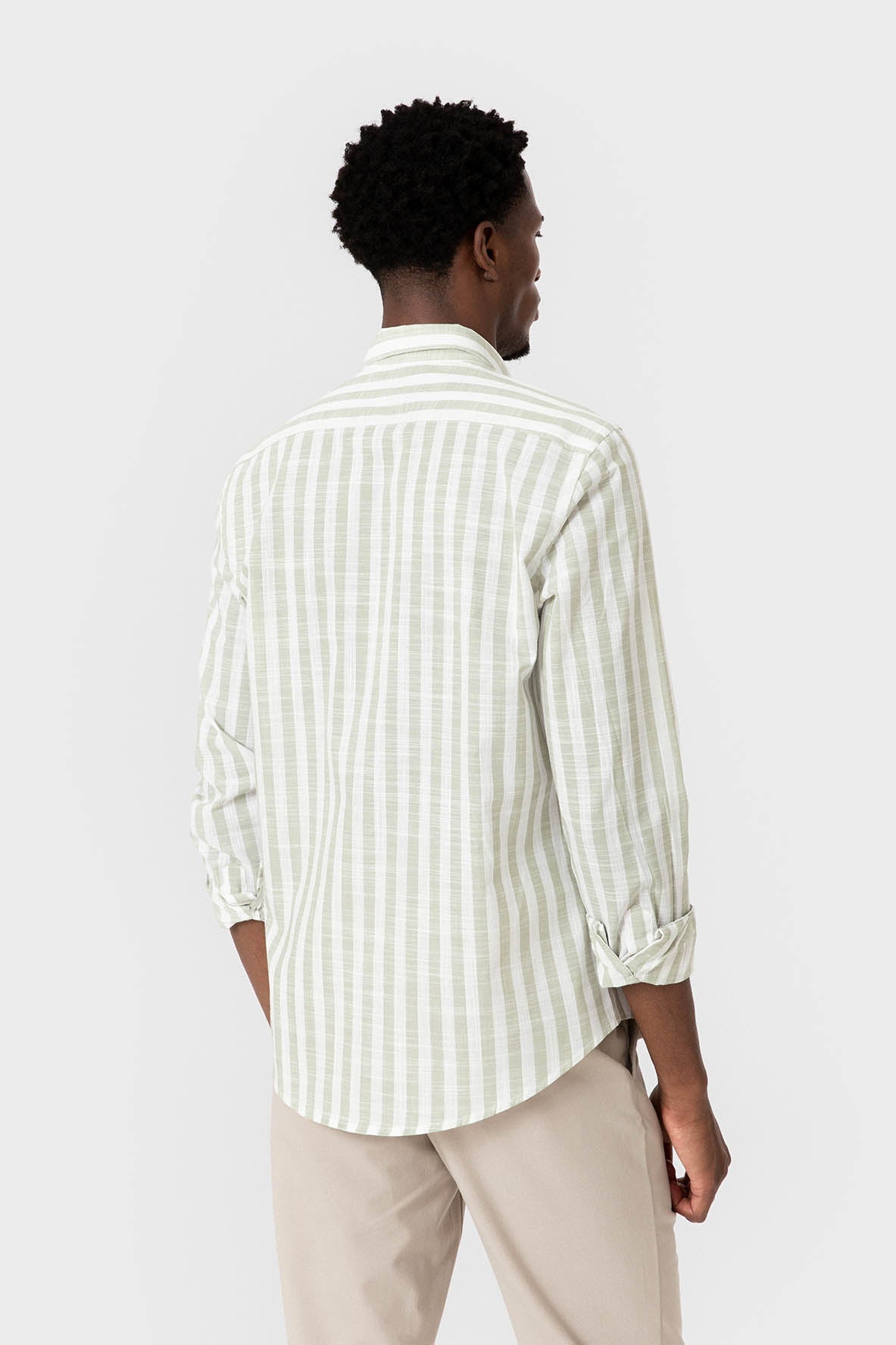CAMISAS RAYAS VERDE SLUB