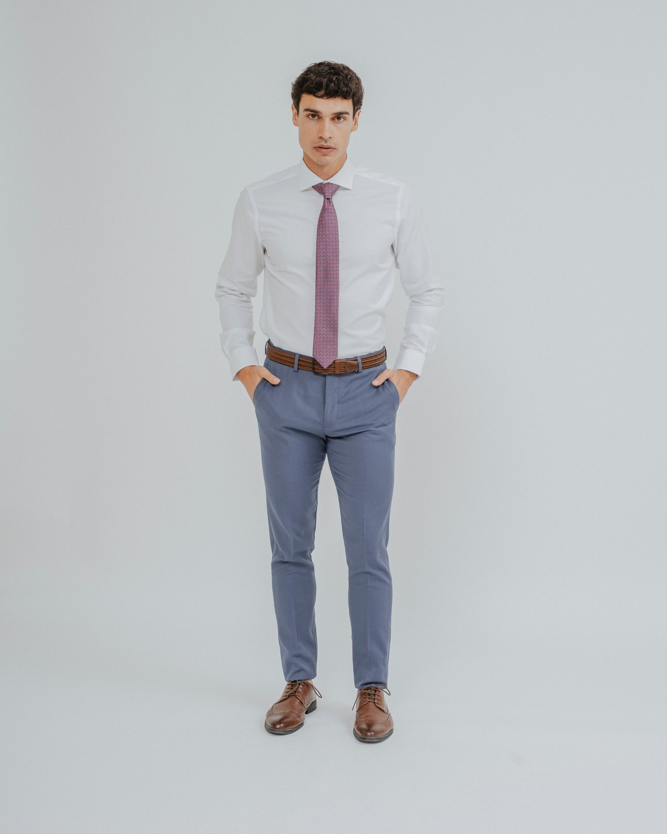 CAMISA VESTIR BLANCA BROCADO