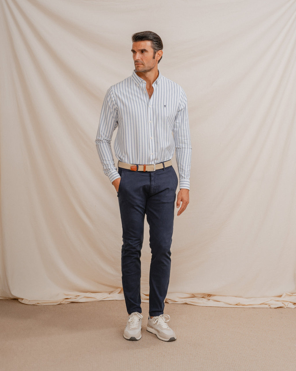 CAMISA OXFORD RAYA DIPLOMÁTICA CELESTE
