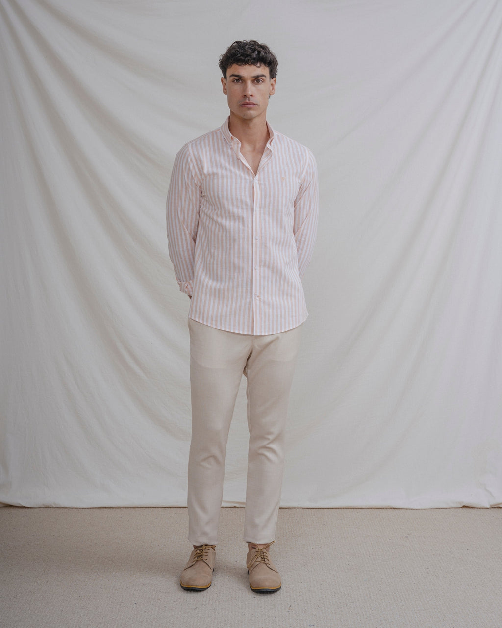 CAMISA LINO RAYA NARANJA