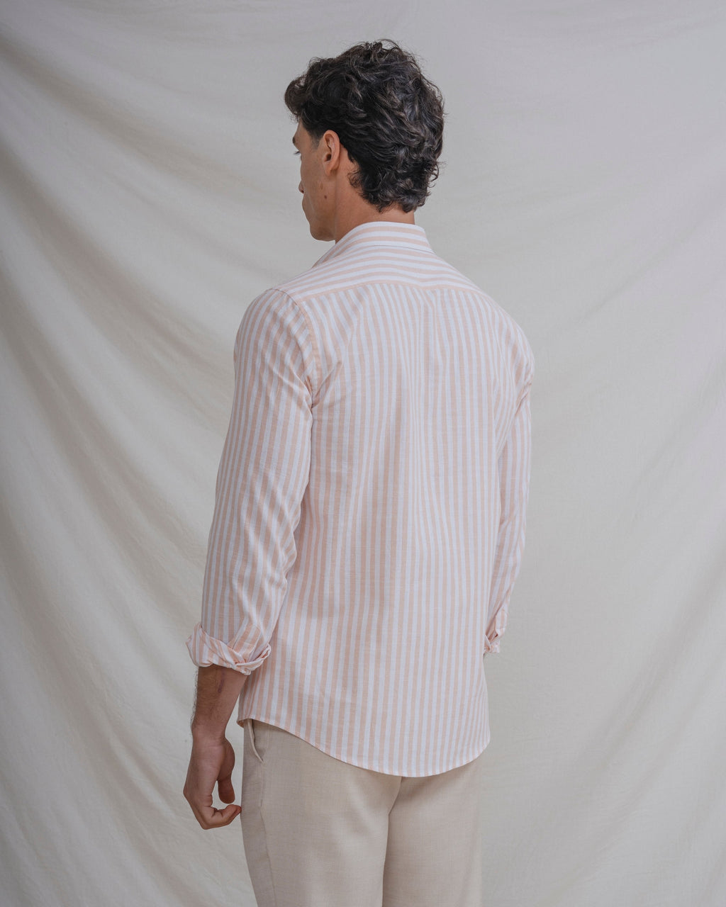 CAMISA LINO RAYA NARANJA