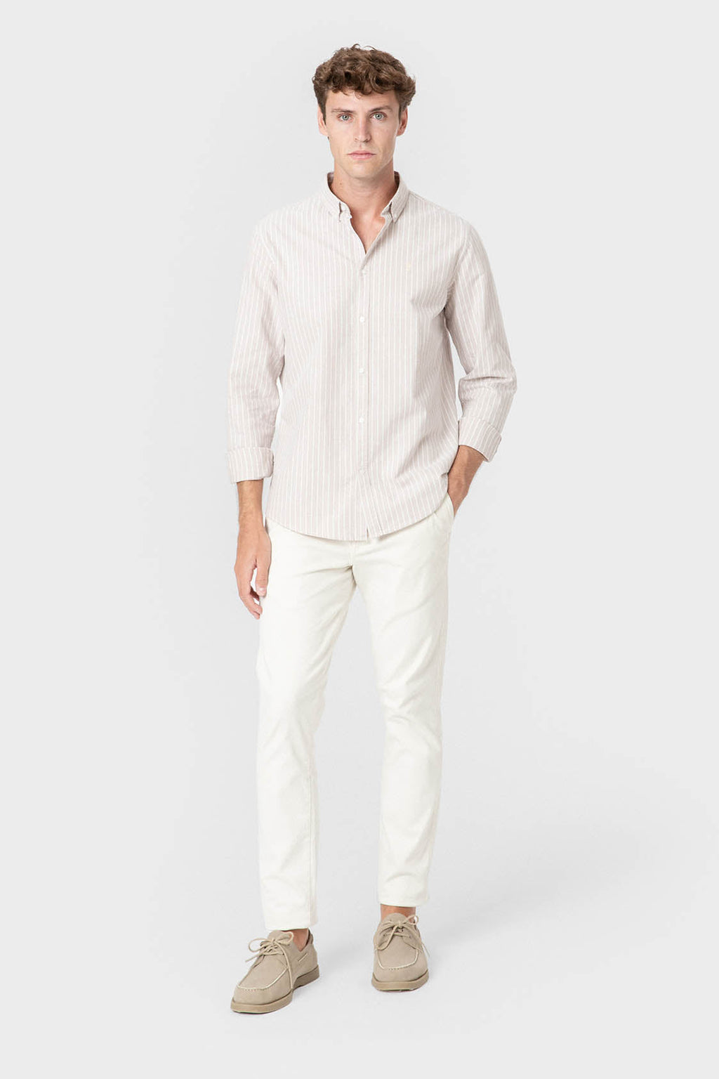 CAMISAS OXFORD RAYAS BEIGE