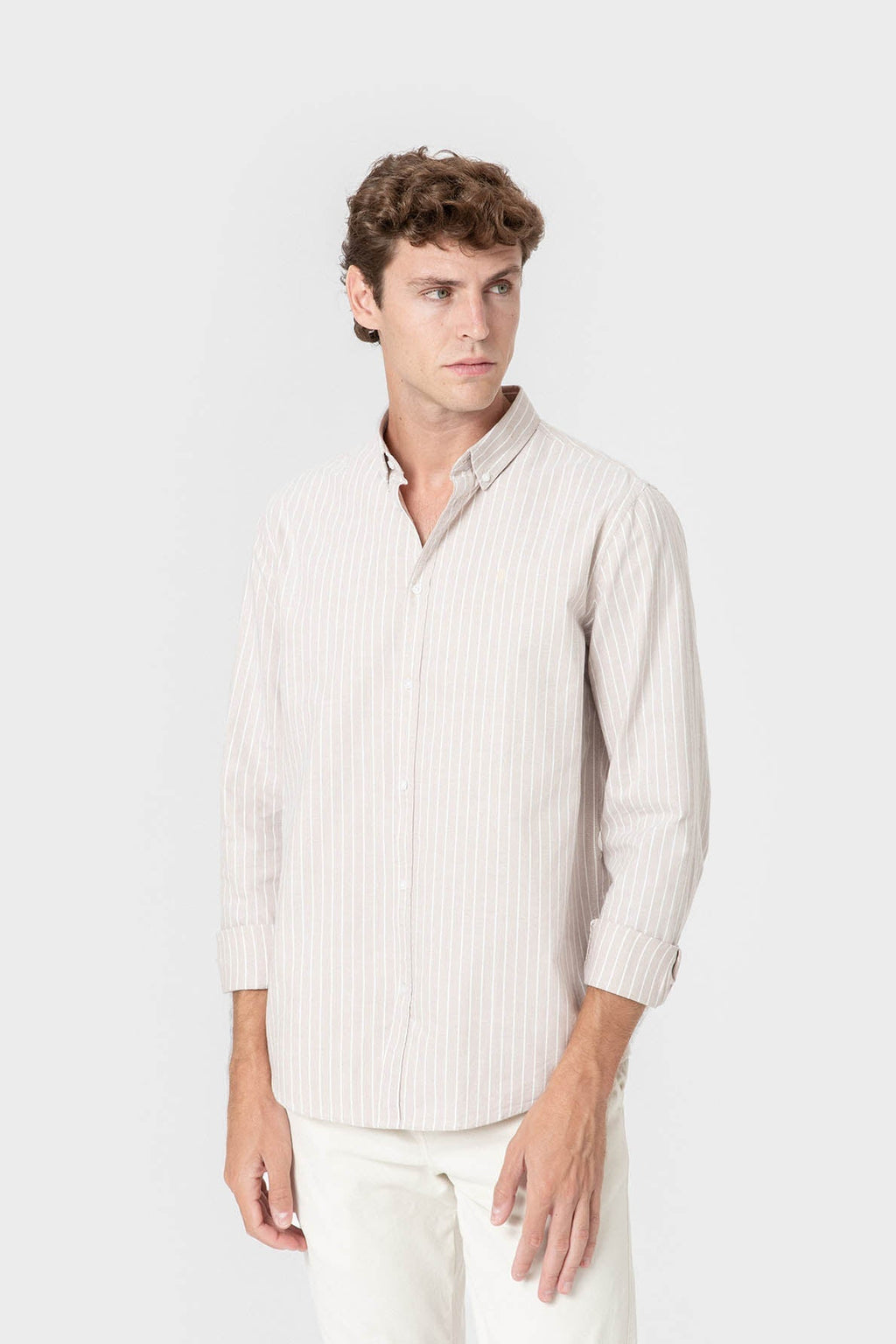 CAMISAS OXFORD RAYAS BEIGE