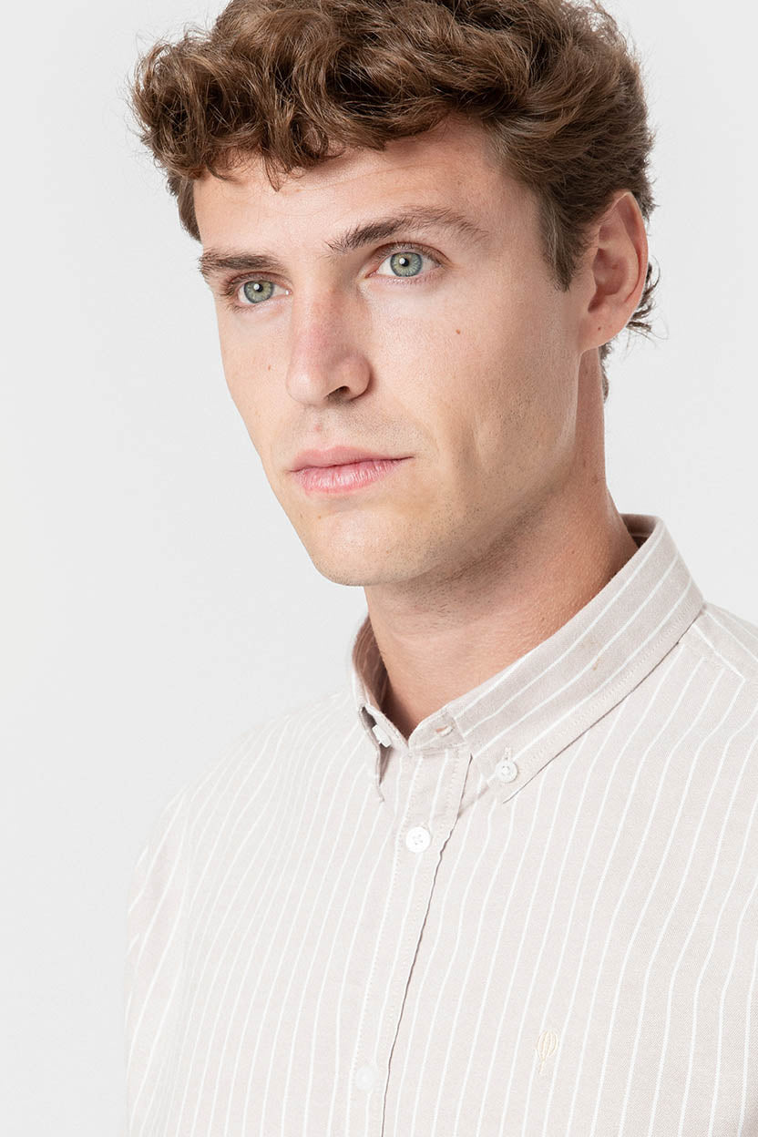 CAMISAS OXFORD RAYAS BEIGE