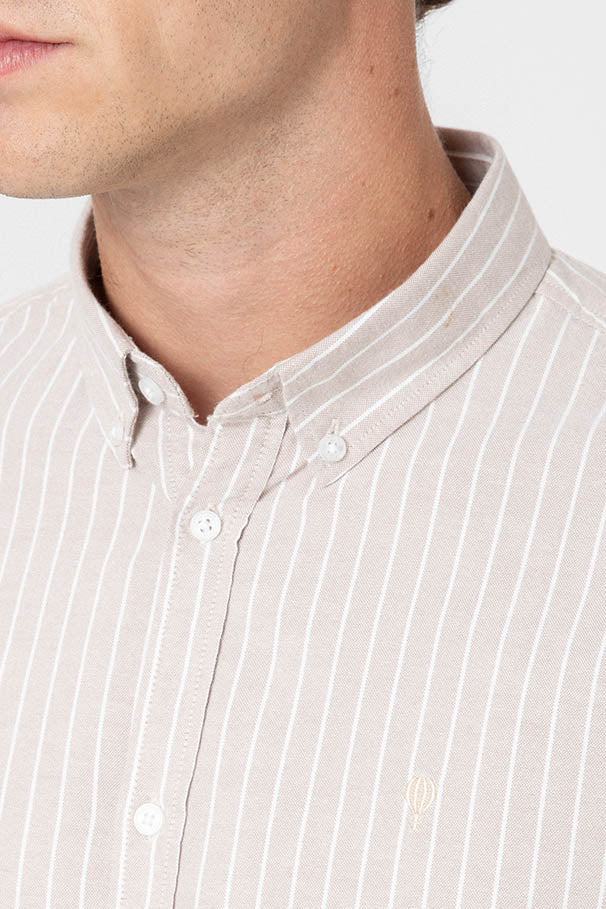 CAMISAS OXFORD RAYAS BEIGE