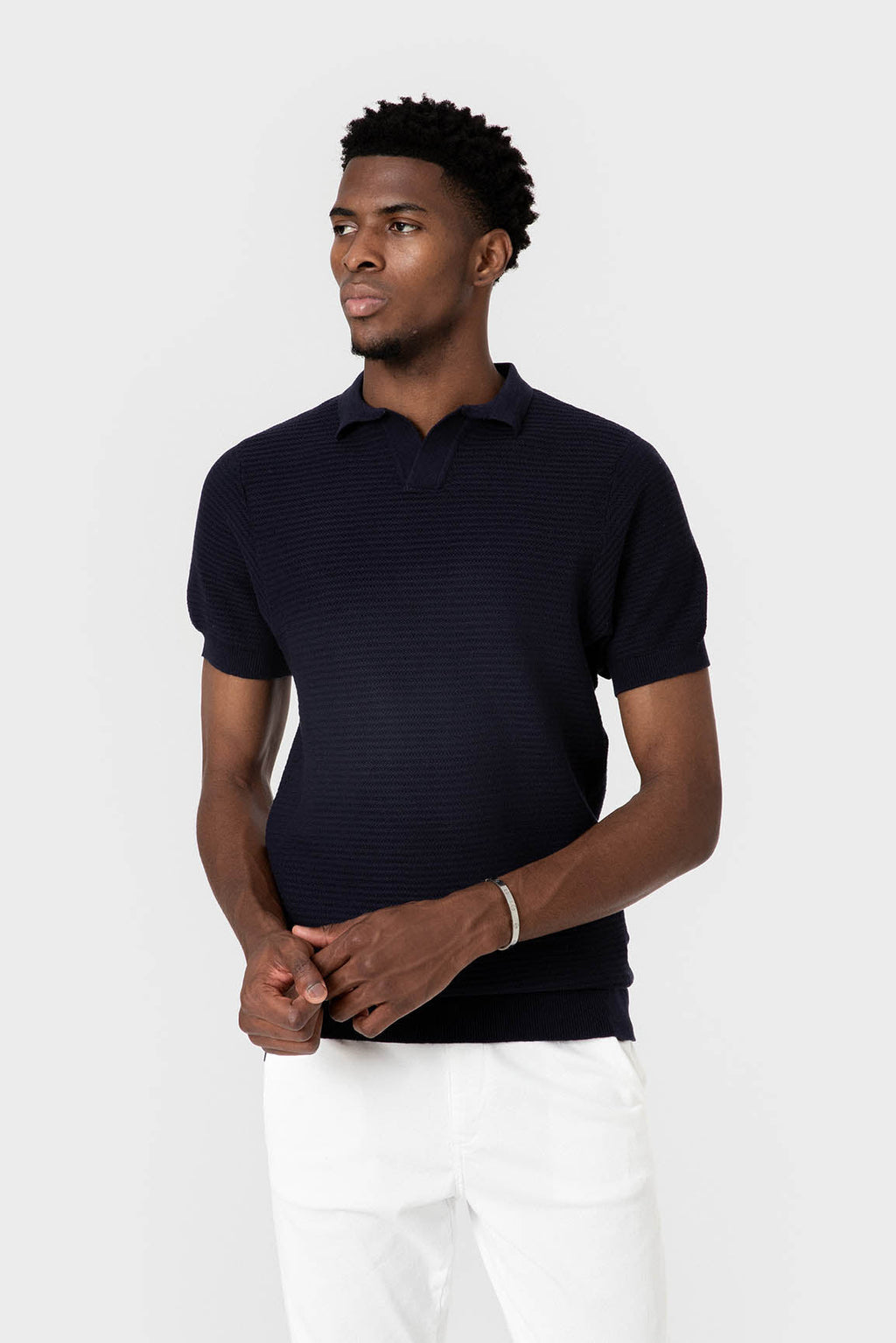 POLO TRICOT ESTRUCTURA MARINO