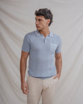POLO TRICOT CELESTE