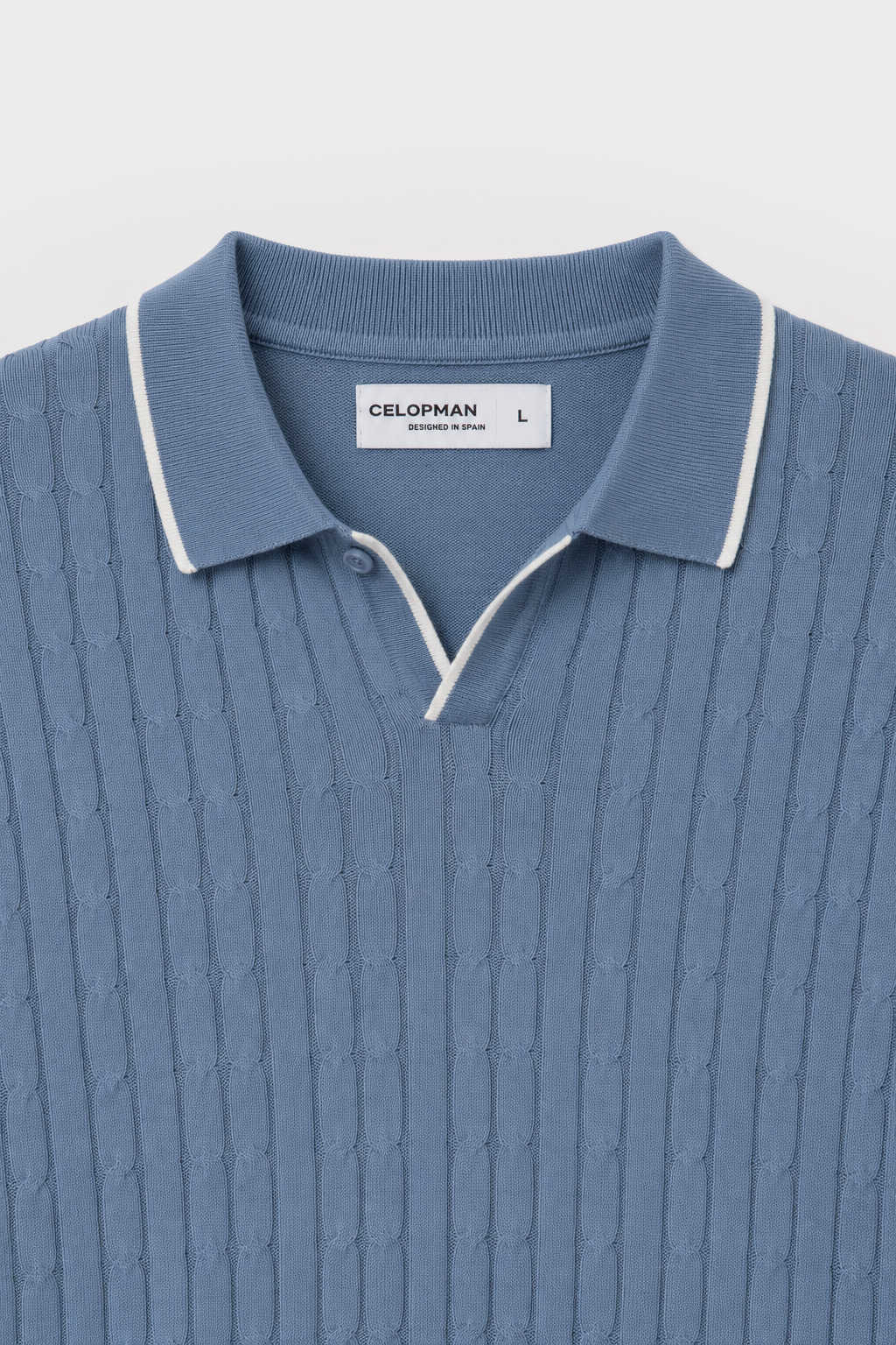POLO TRICOT NUDOS CELESTE