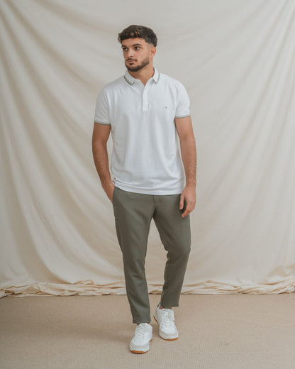 POLO BÁSICO BLANCO PIQUÉ LÍNEA