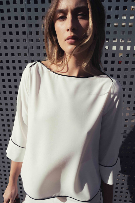 BLUSE PASPELN KONTRAST
