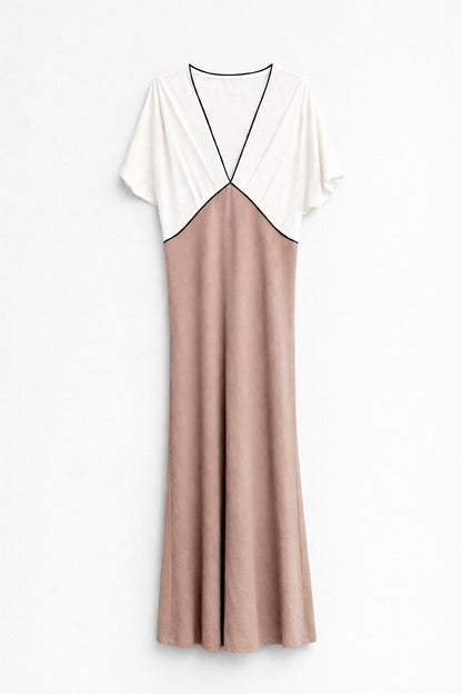 VESTIDO SATINADO VIVOS CONTRASTE