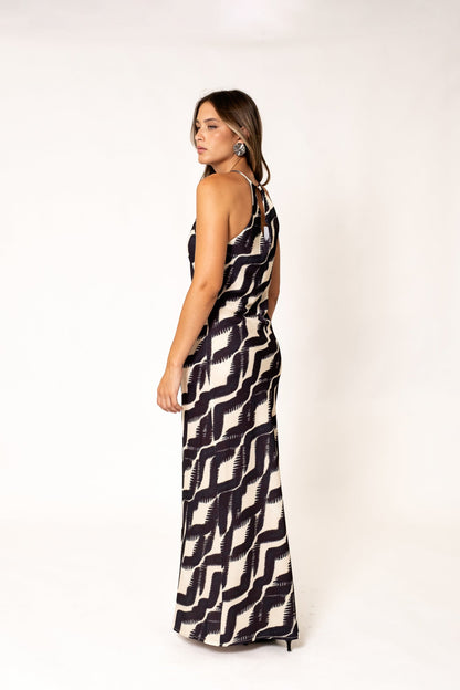 VESTIDO MIDI HALTER ESTAMPADO