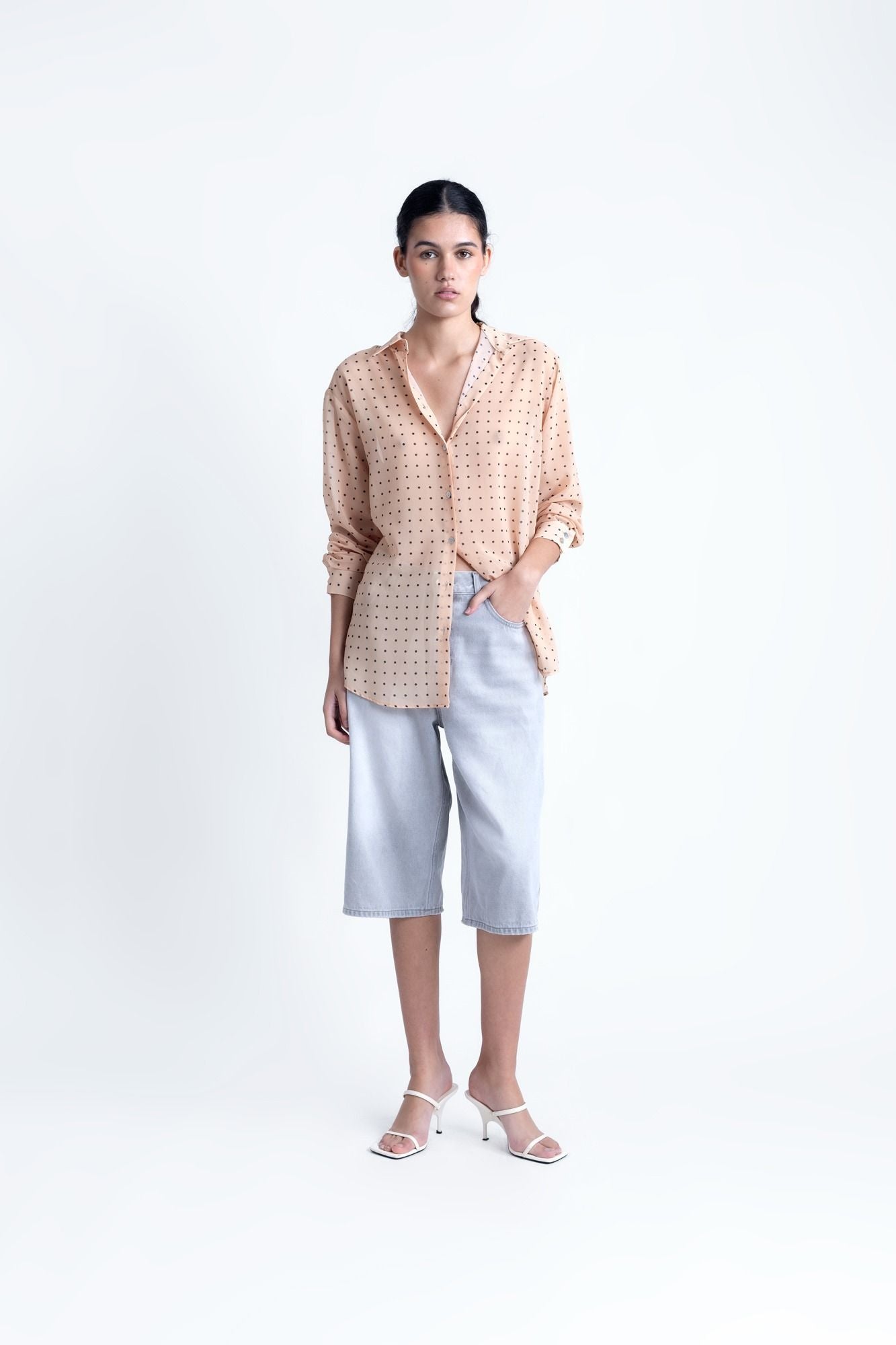 CAMISA ESTAMPADA SEMITRANSPARENTE