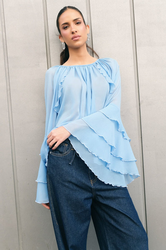 BLUSE MIT RÜSCHEN