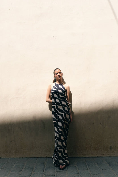 VESTIDO MIDI HALTER ESTAMPADO