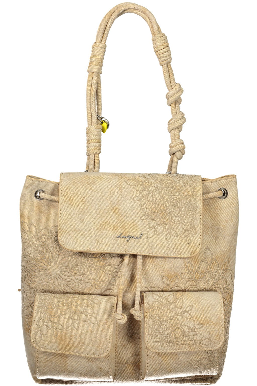 MOCHILA PEQUEÑA SIERRA PRISMA COLOR ARENA. DESIGUAL