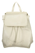 MOCHILA LUENA MINI ECRU CON MITAD DE LOGOTIPO DESIGUAL
