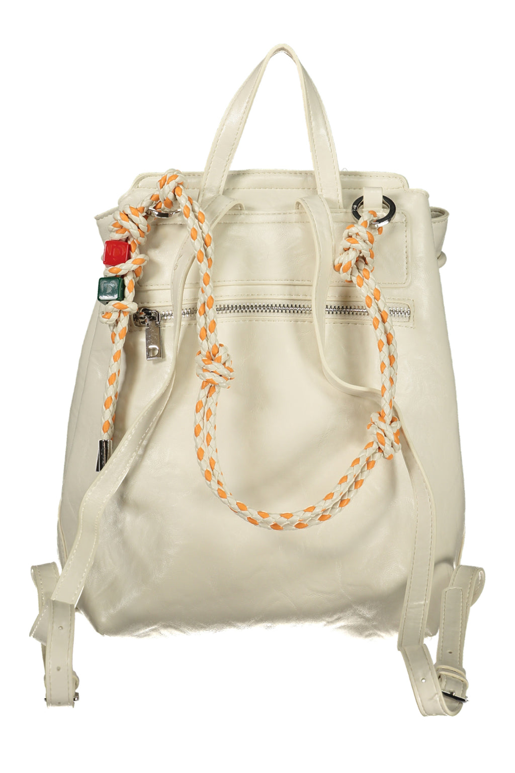 MOCHILA LUENA MINI ECRU CON MITAD DE LOGOTIPO DESIGUAL