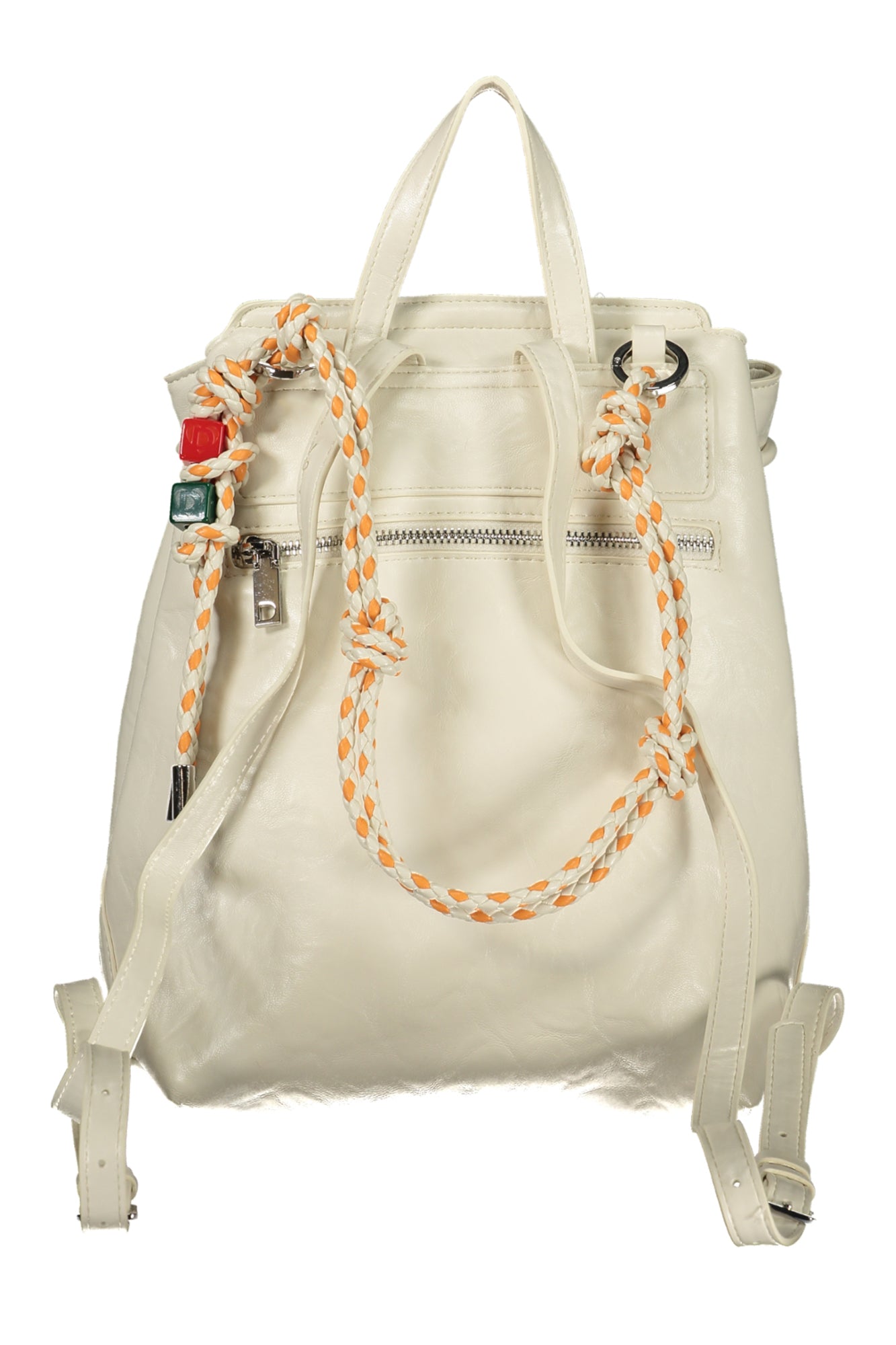 MOCHILA LUENA MINI ECRU CON MITAD DE LOGOTIPO DESIGUAL