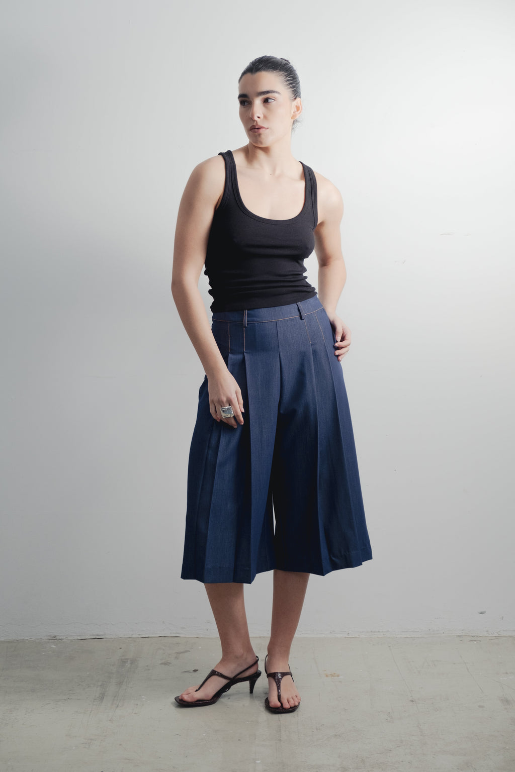 BERMUDA FLUIDA EFECTO DENIM