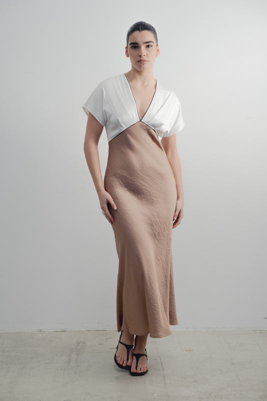 VESTIDO SATINADO VIVOS CONTRASTE