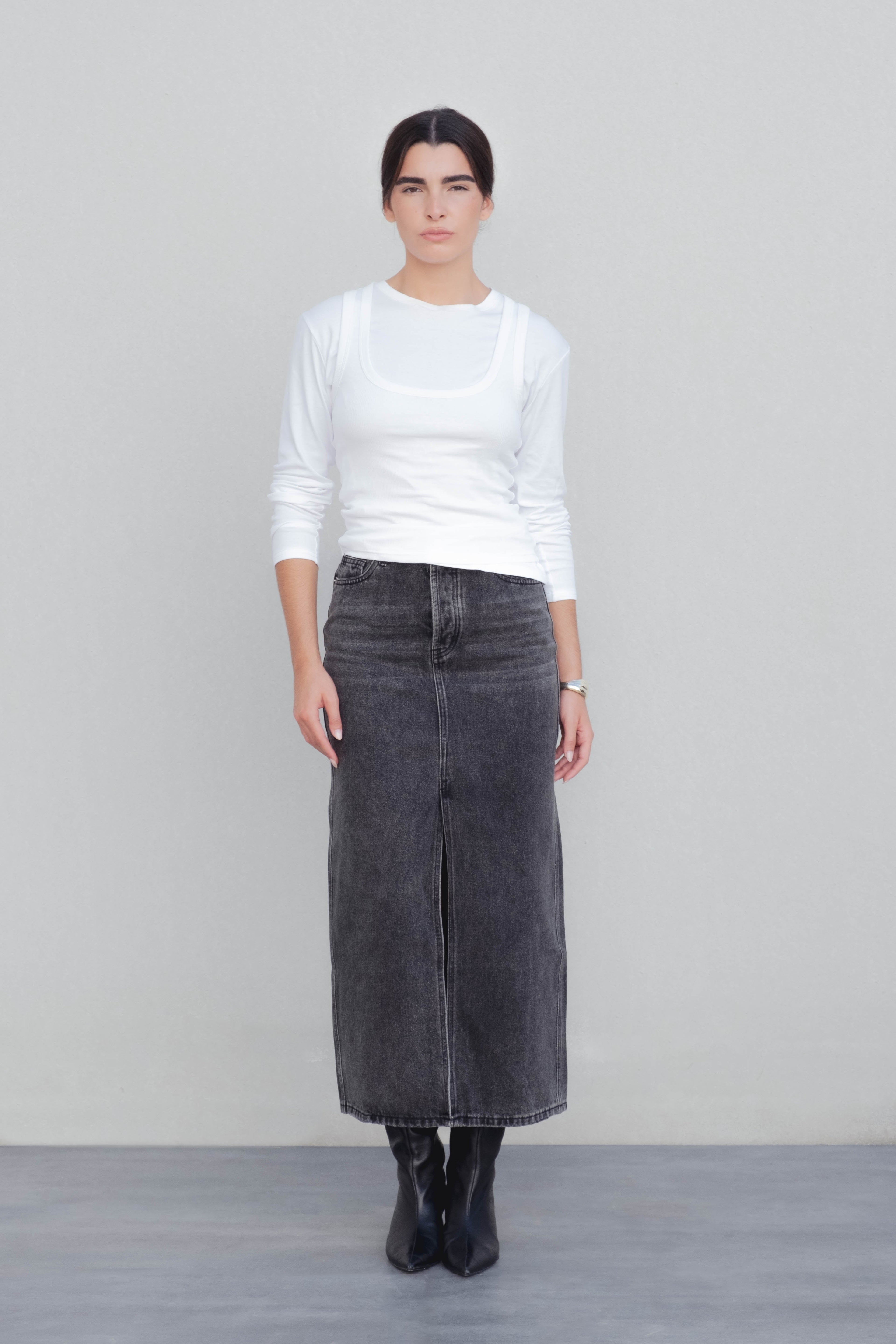 FALDA MIDI DENIM