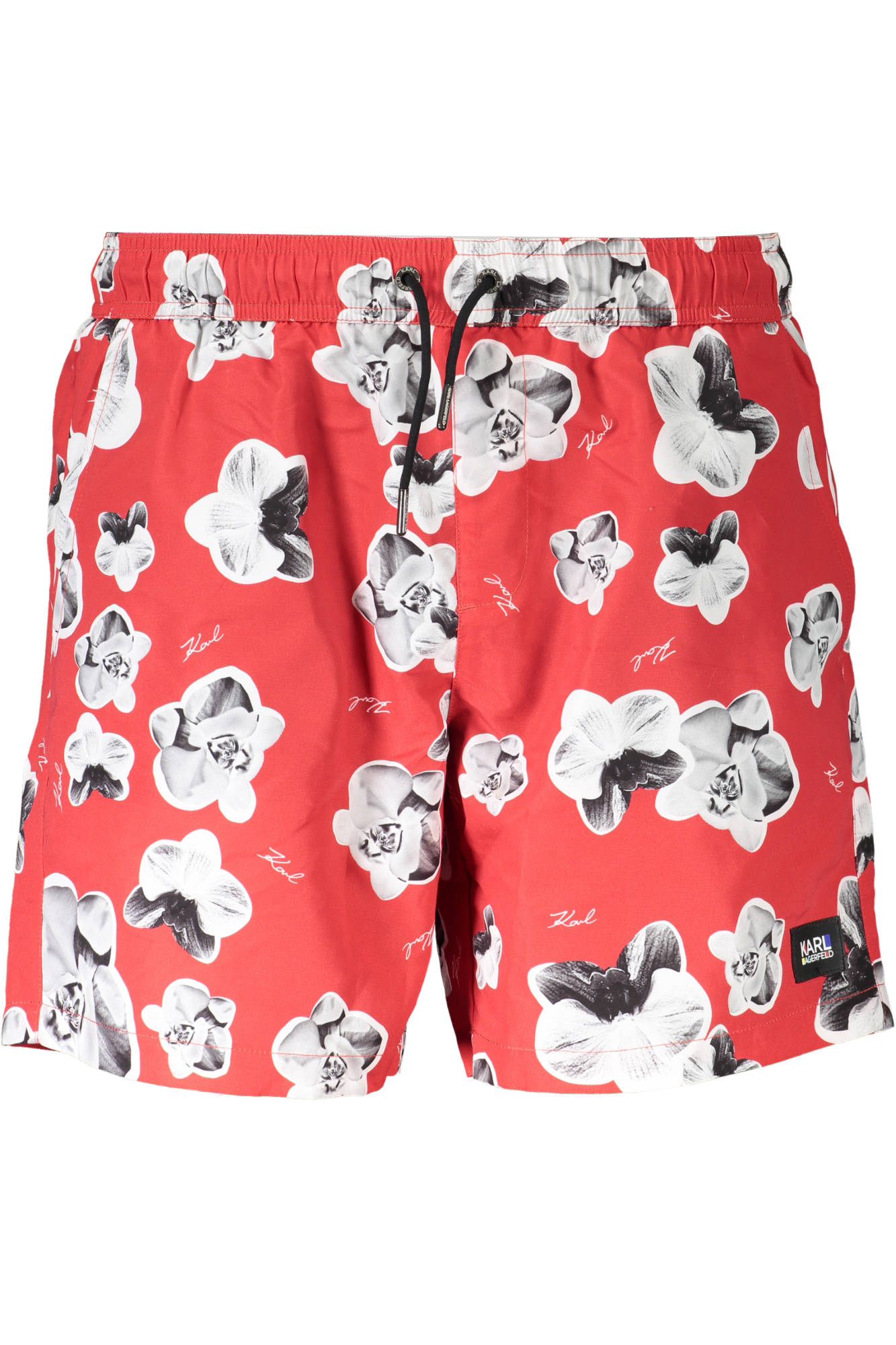 Traje de ba? Karl Lagerfeld Beachwear con parte inferior roja para hombre.
