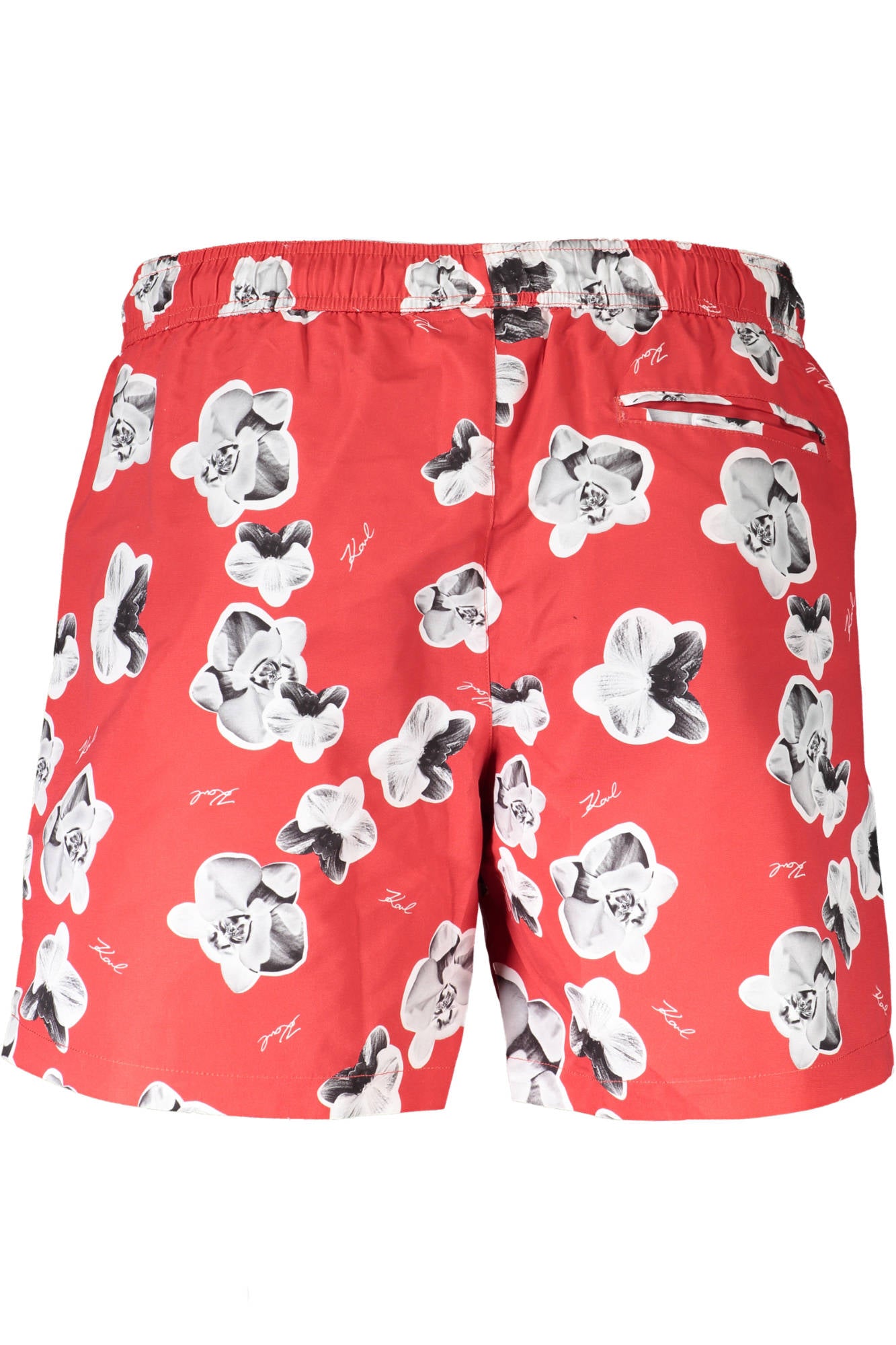 Traje de baño Karl Lagerfeld Beachwear con parte inferior roja para hombre.