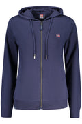 Sudadera azul con cremallera para mujer, Noruega 1963