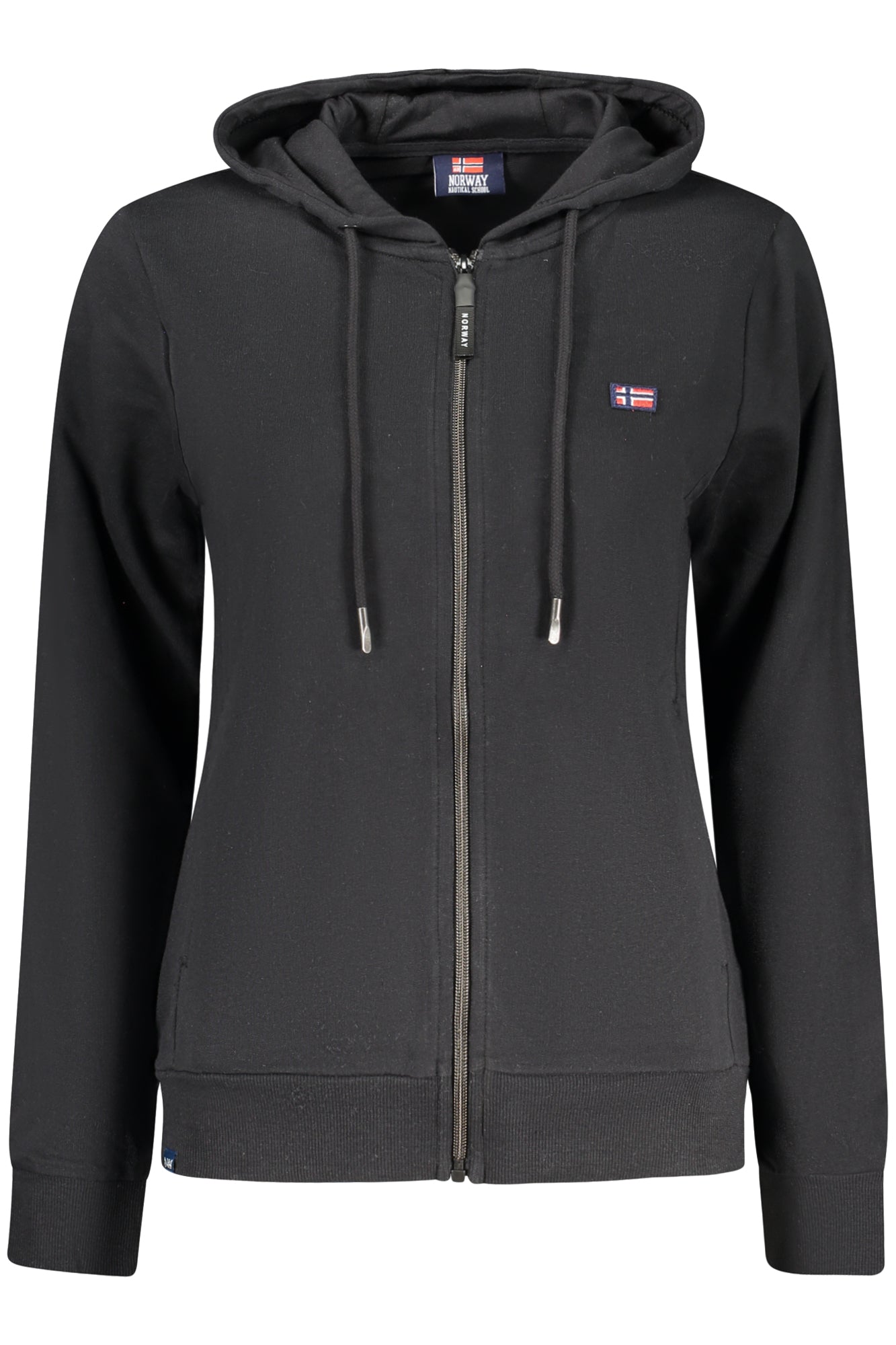 Sudadera negra con cremallera para mujer, Noruega 1963