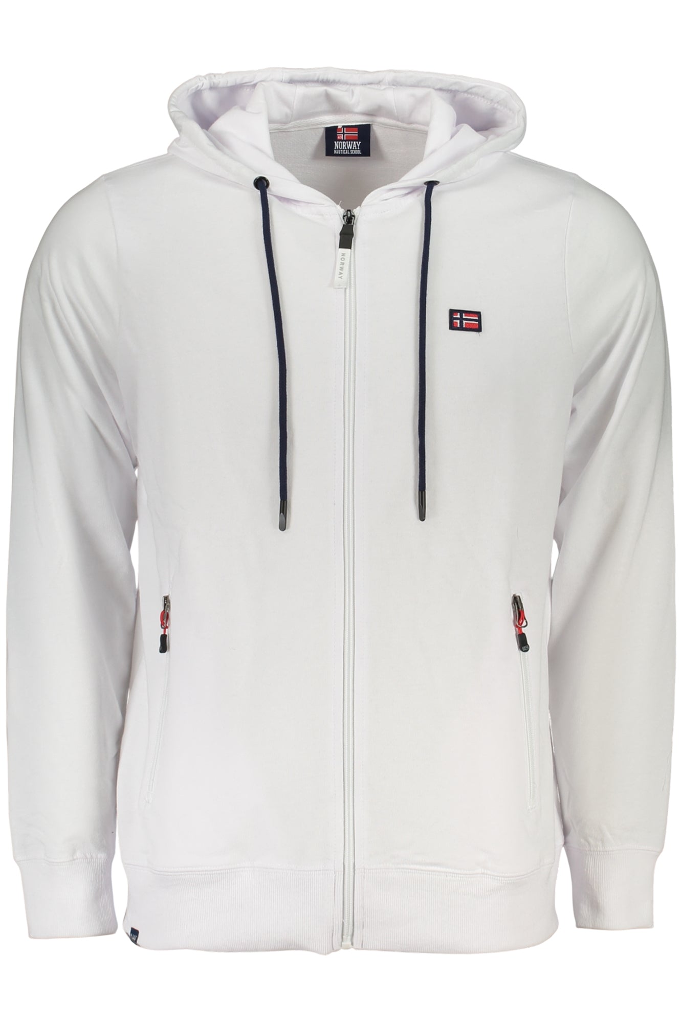 Sudadera blanca con cremallera para hombre, Noruega 1963