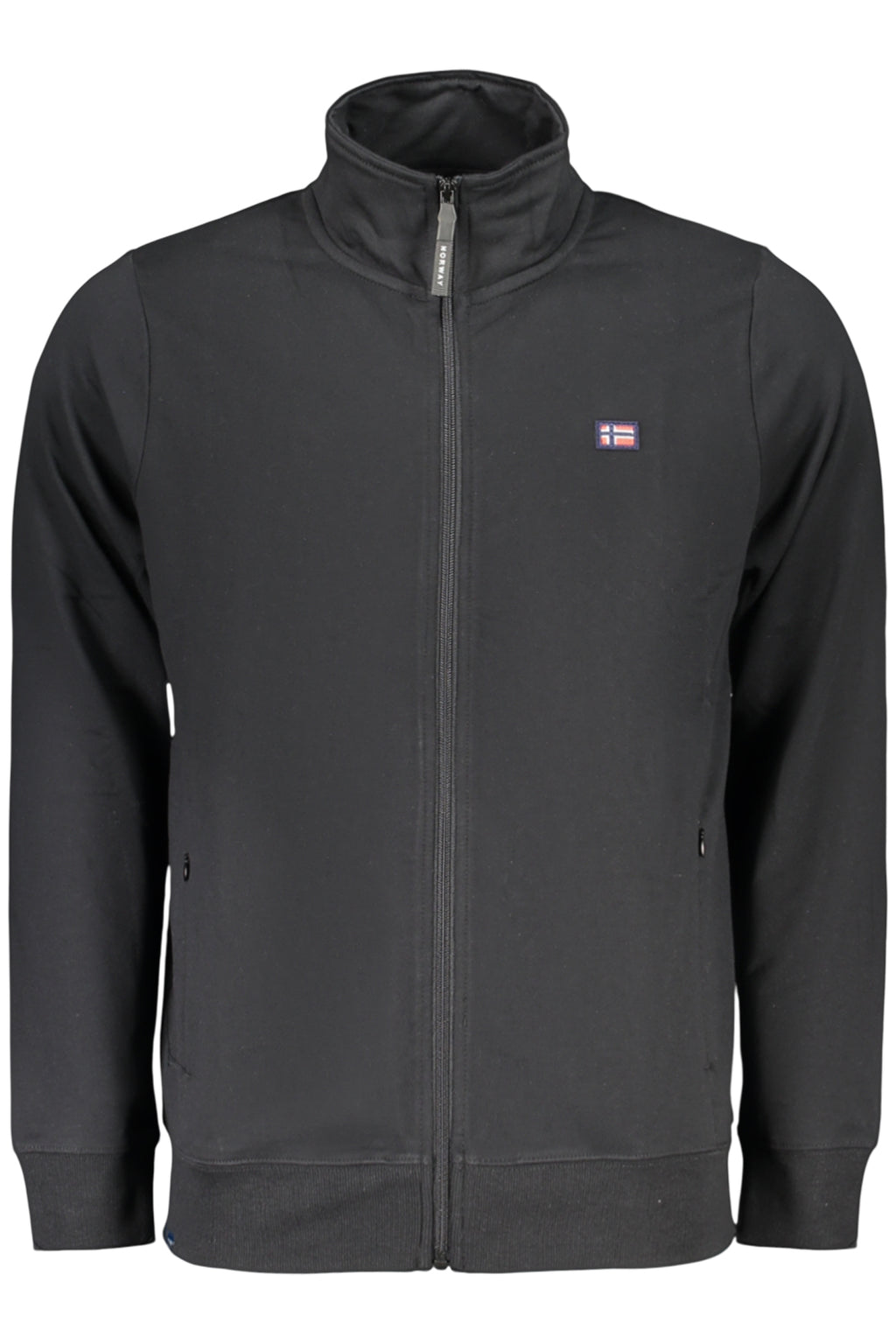 Sudadera negra con cremallera para hombre, Noruega 1963