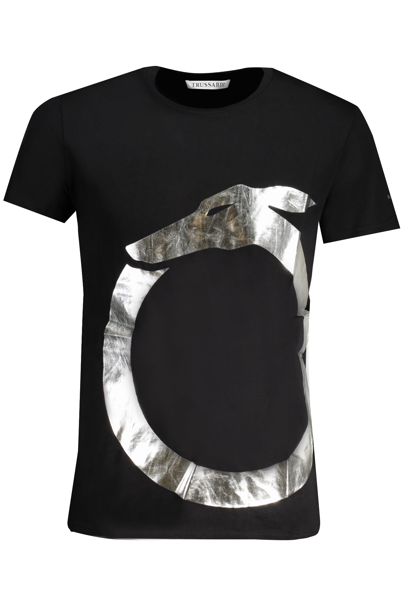 Camiseta de manga corta para hombre Trussardi, negra.