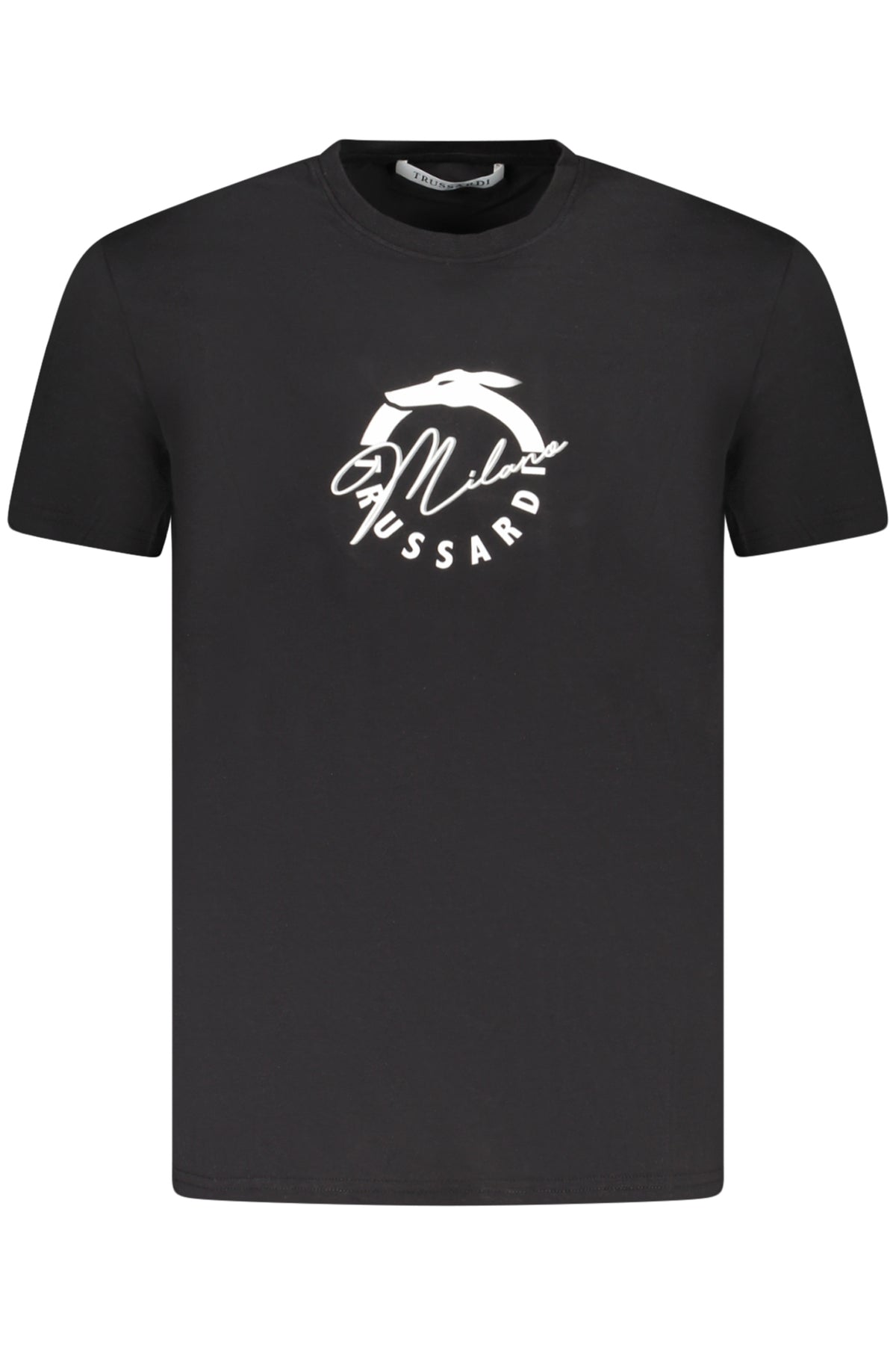 Camiseta de manga corta para hombre Trussardi, negra.