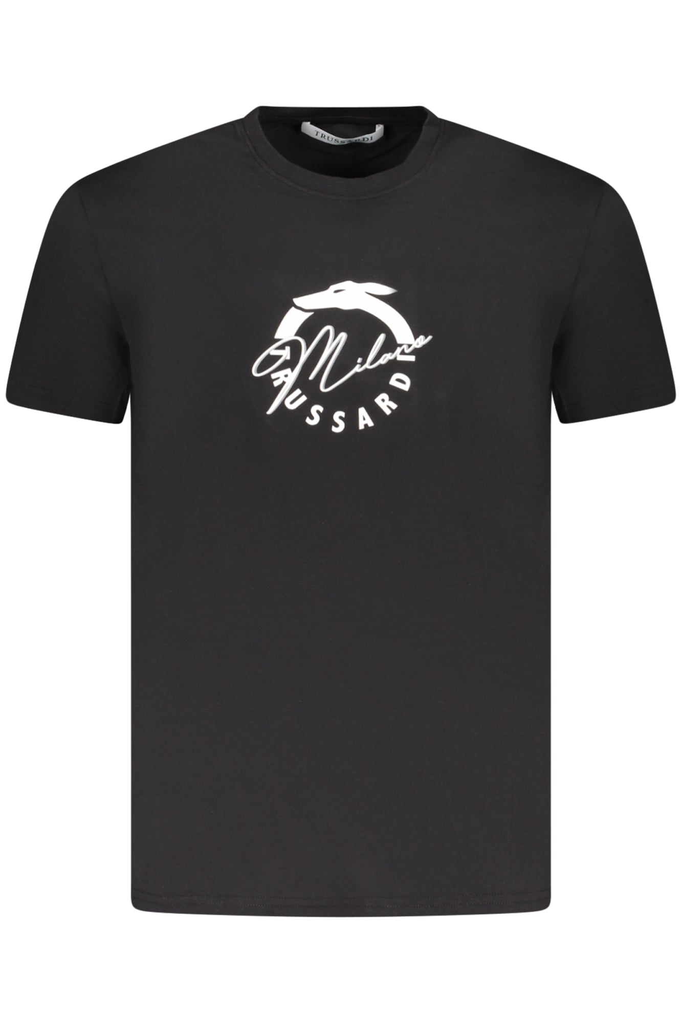 Camiseta de manga corta para hombre Trussardi, negra.