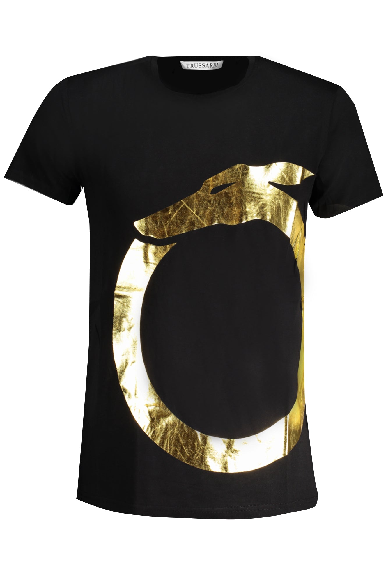 Camiseta de manga corta para hombre Trussardi, negra.