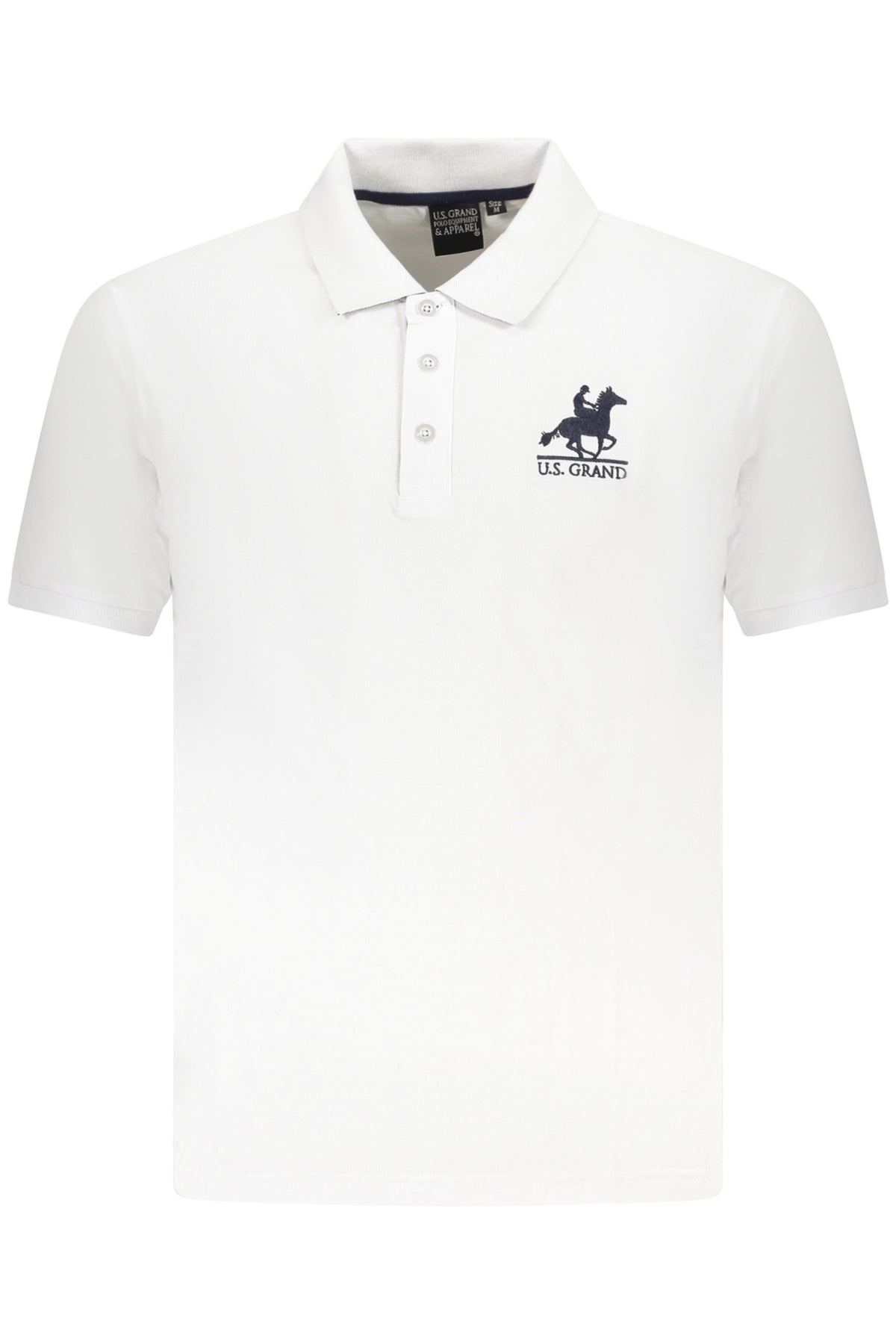 Polo de manga corta para hombre, marca U.S. Grand Polo, color blanco.
