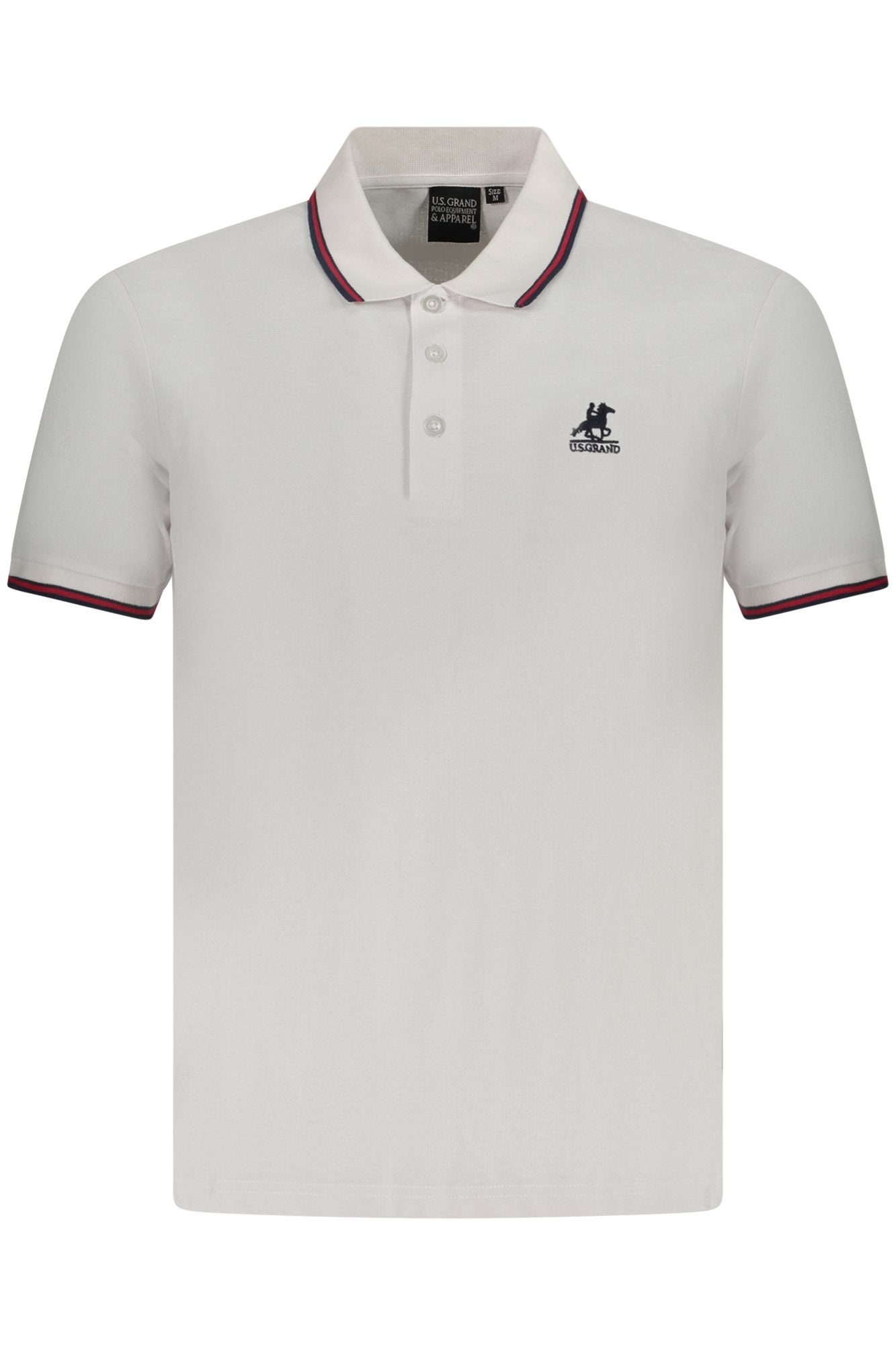 Polo de manga corta para hombre, marca U.S. Grand Polo, color blanco.