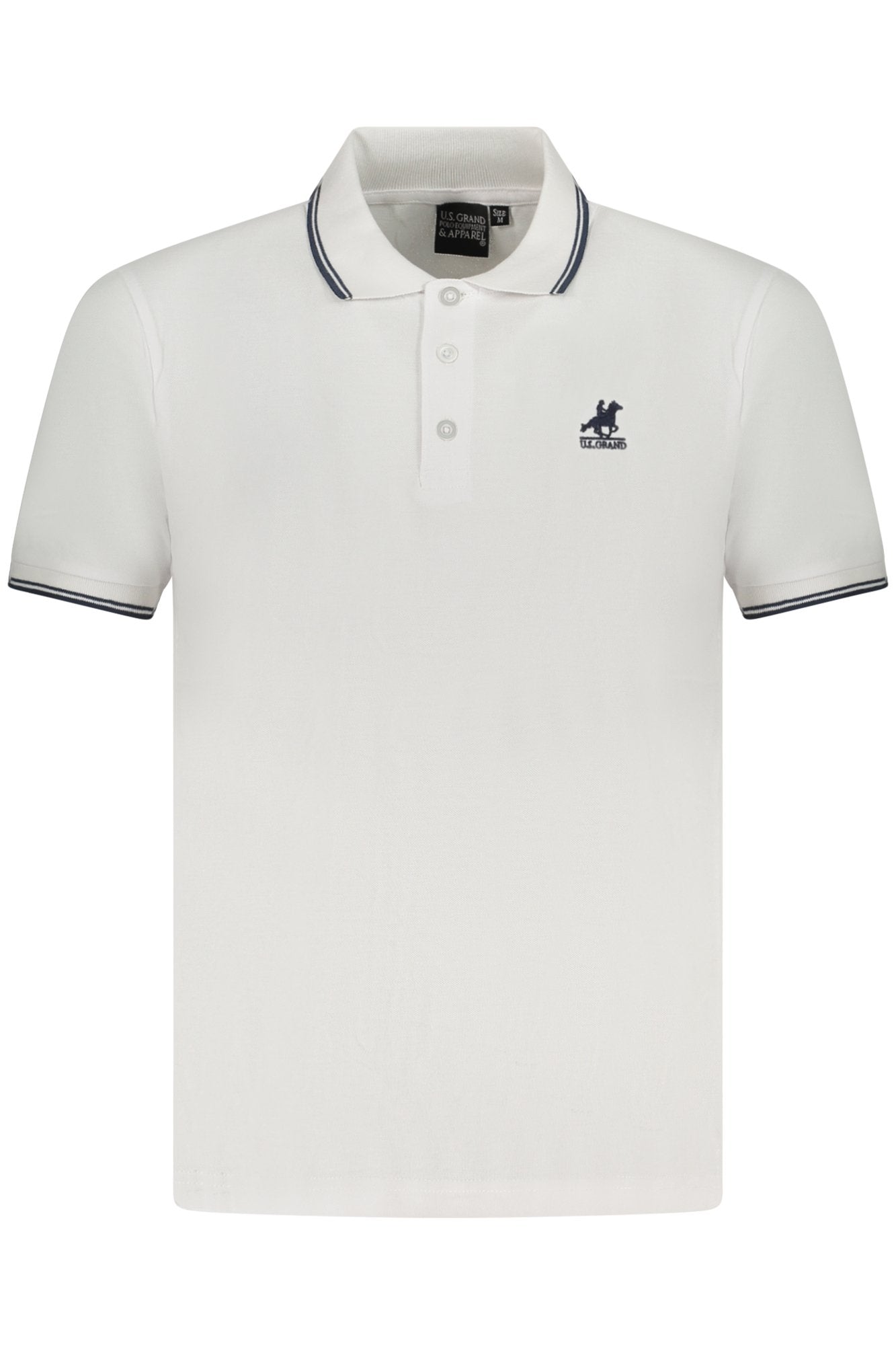 Polo de manga corta para hombre, marca U.S. Grand Polo, color blanco.